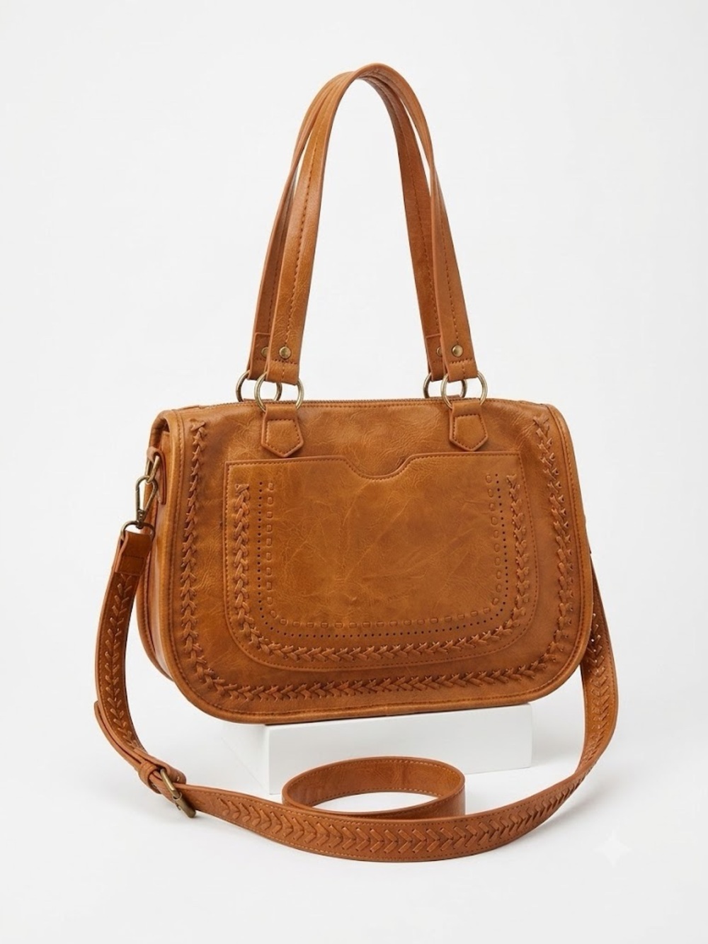 Antik Kraft Tan Shoulder Bag with Braided Detail